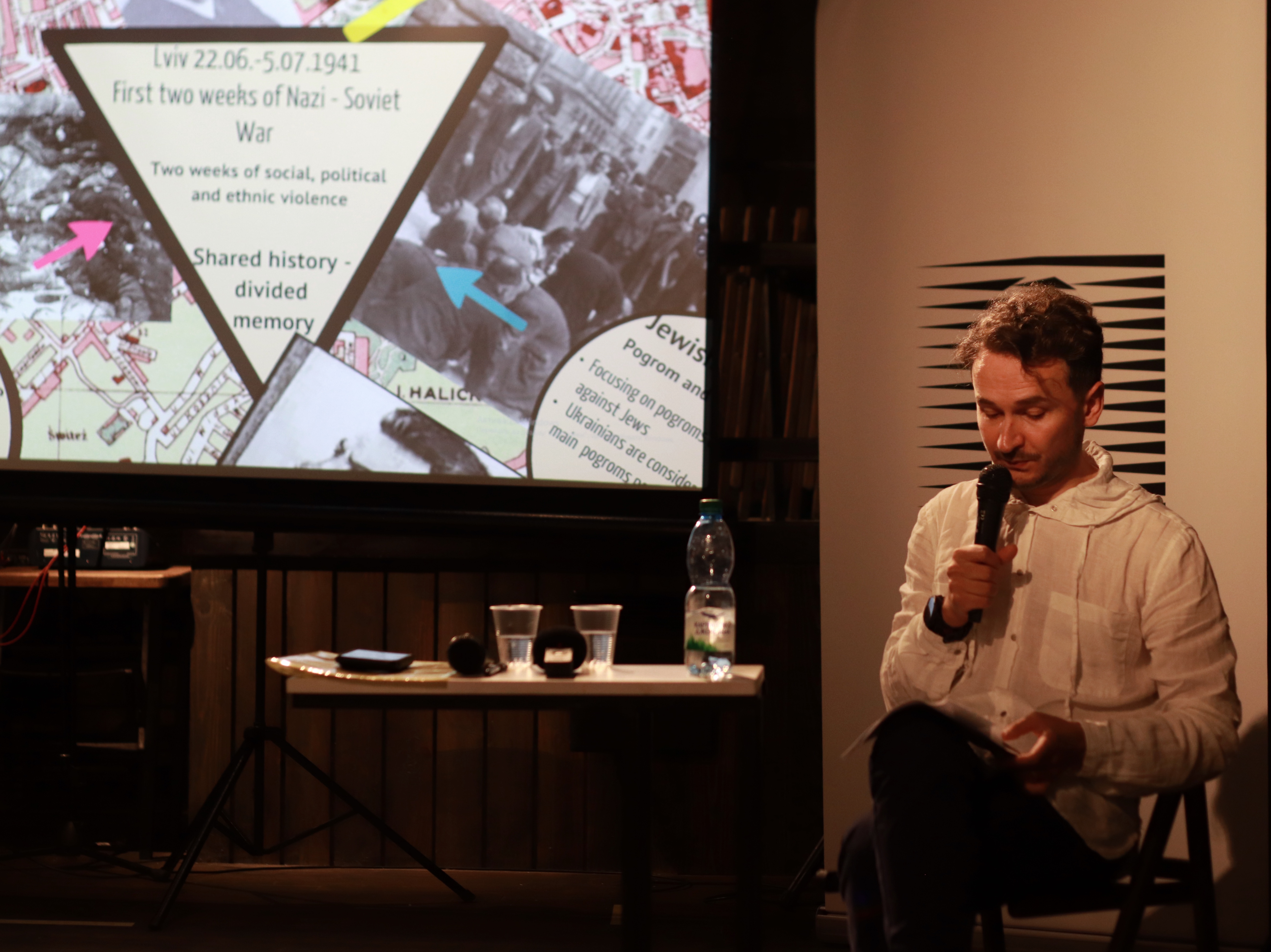 Presenting his dissertation (July 2021) at the Territory of Terror Memorial Museum, Lviv, Ukraine (Photo credit: Nataliia Khasanshin)