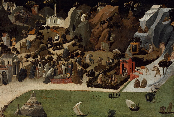 Der Buchumschlag zeigt einen Ausschnitt aus den "Szenen aus dem Leben der Wüstenväter" von Fra Angelico