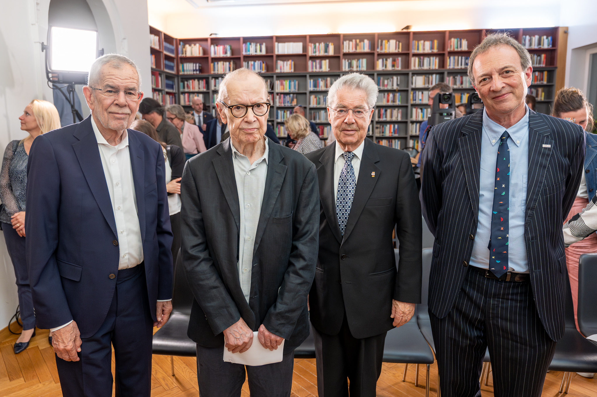 Bundespräsident Alexander Van der Bellen, Martin Pollack, Former Federal President Heinz Fischer, Misha Glenny