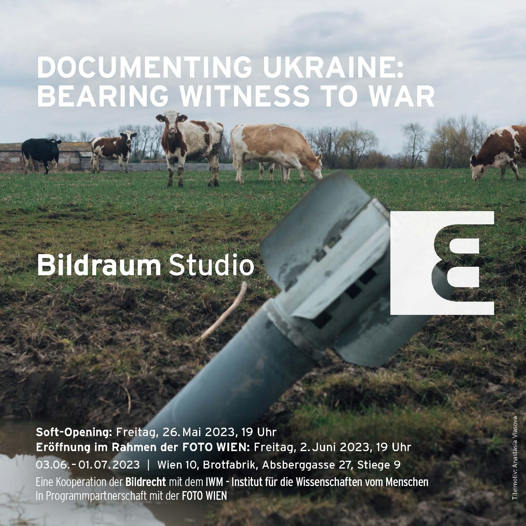 Flyer for the photo exhibition "Documenting Ukraine: Bearing Witness to War"