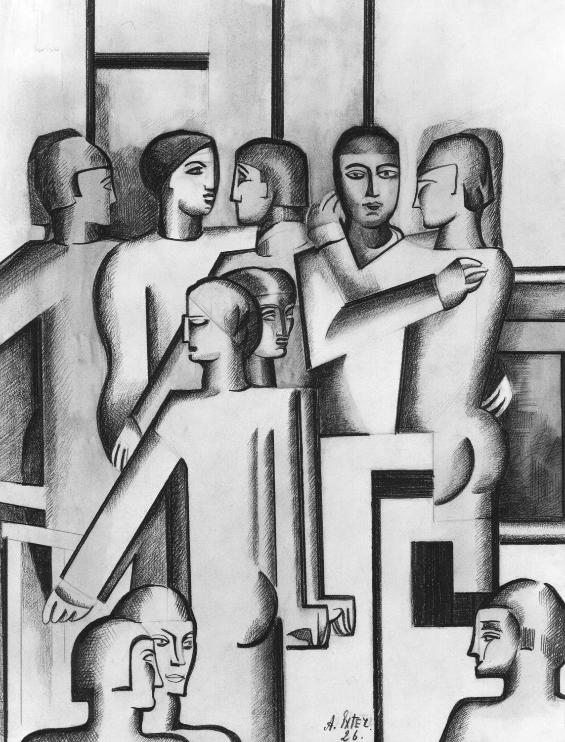 The painting 'puristic composition' by Ukrainian artist Oleksandra Exter