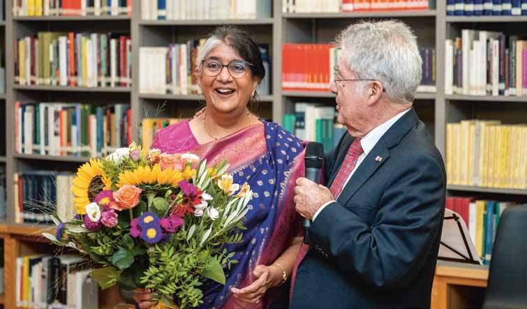 Shalini Randeria und Bundespräsident a.D. Heinz Fischer, Präsident des IWM, auf der Abschiedsfeier am 13. September 2021