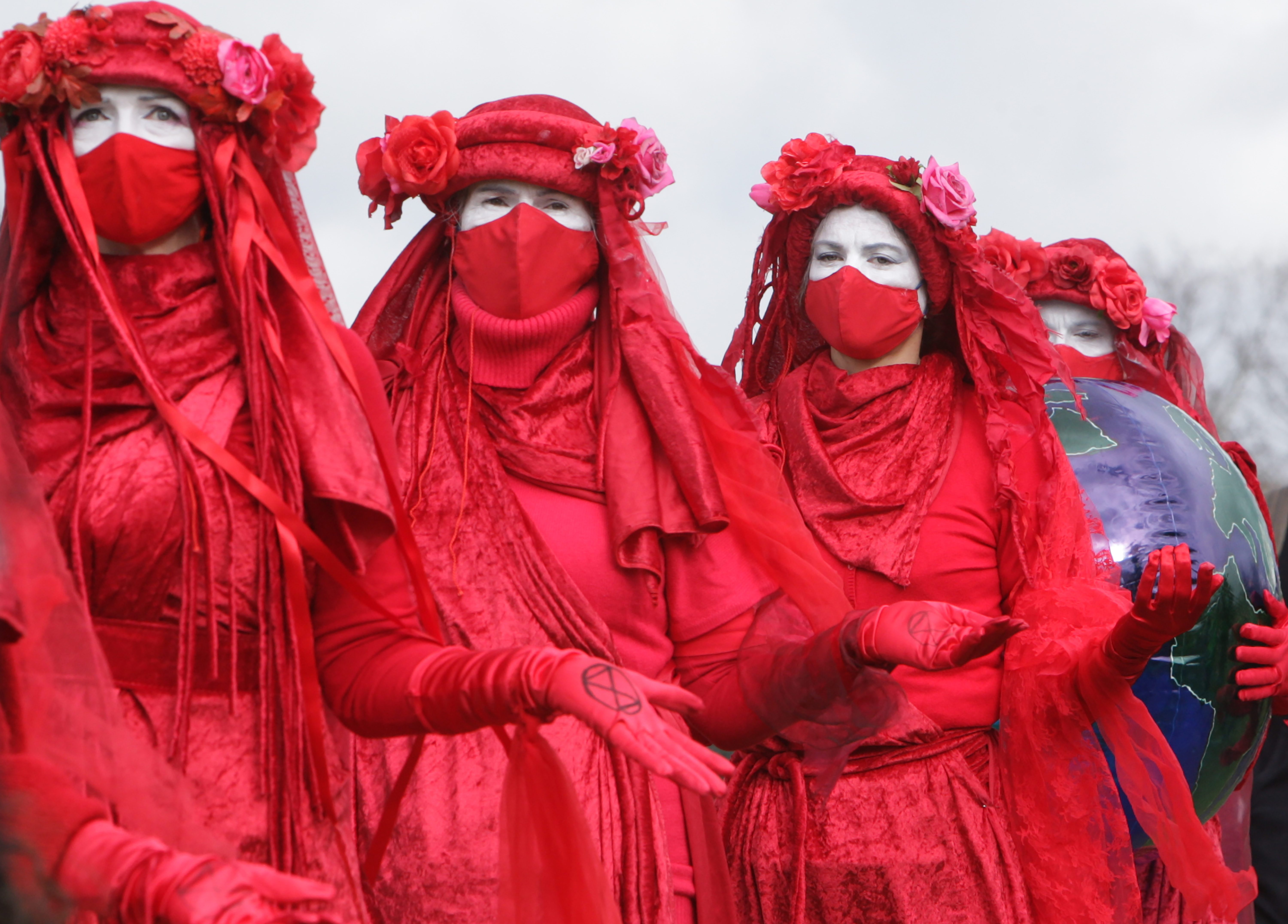 Environmental activists at a climate change protest in Amsterdam, Netherlands, March 14, 2021.