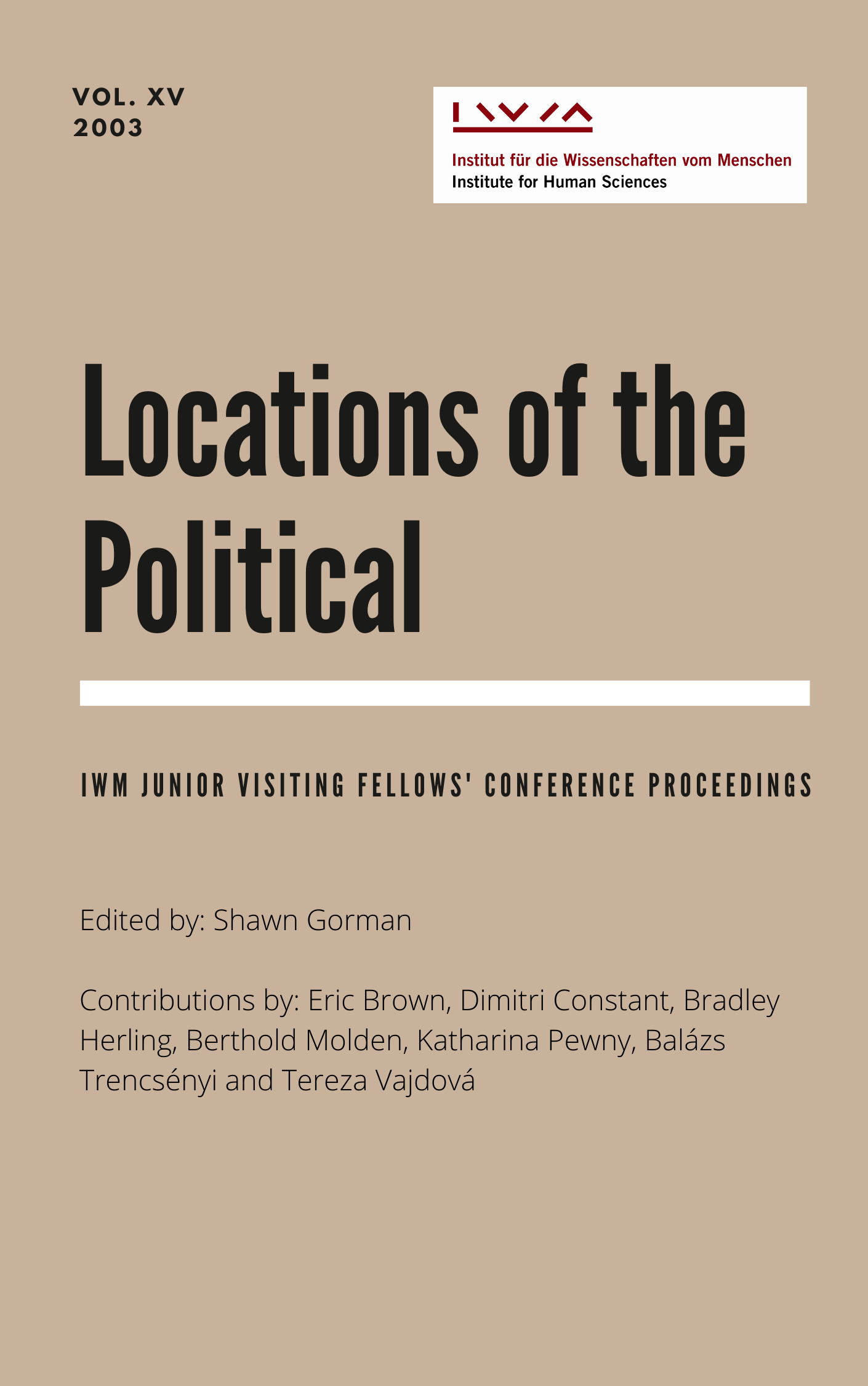 Cover for Vol XV Locations of the Political