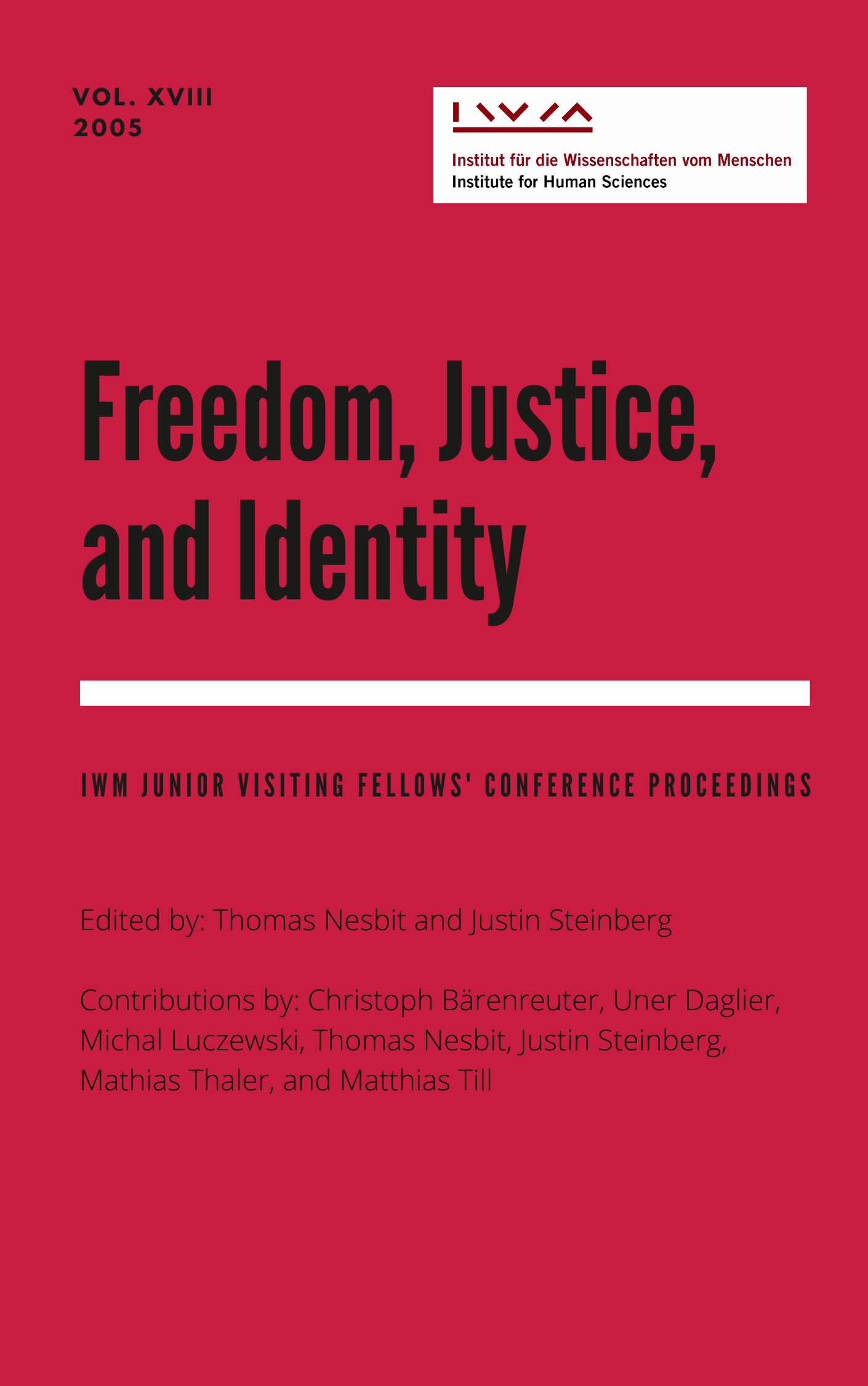Cover for Vol XVIII Freedom, Justice, and Identity