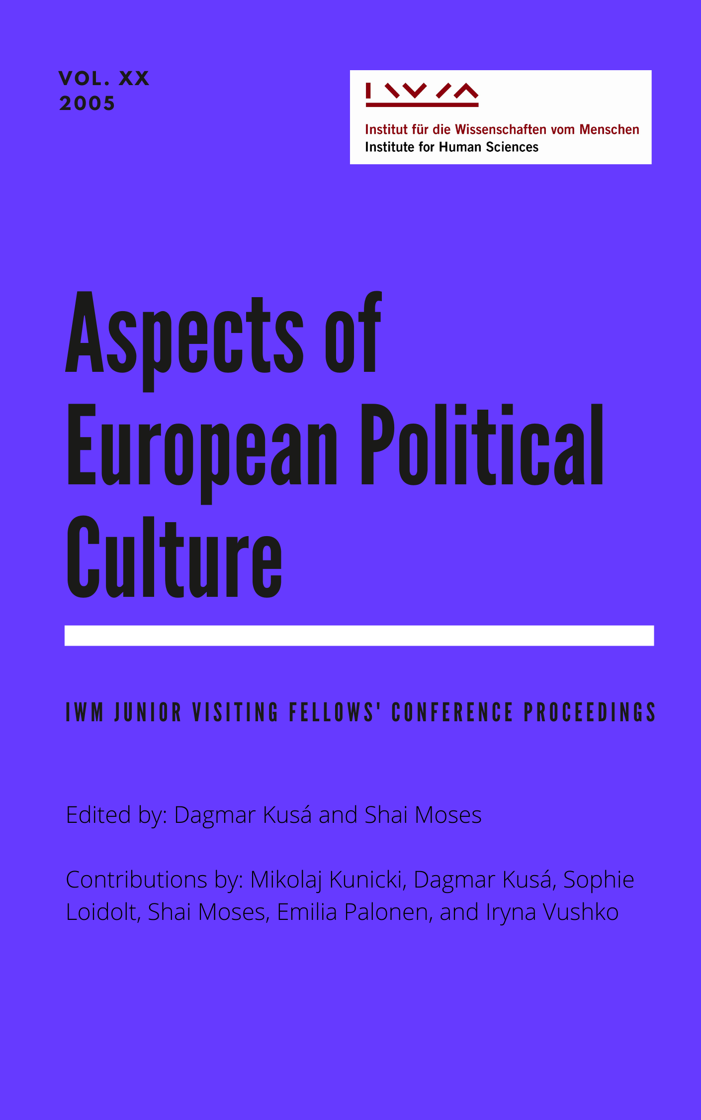 Cover for Vol XX Aspects of European Political Culture