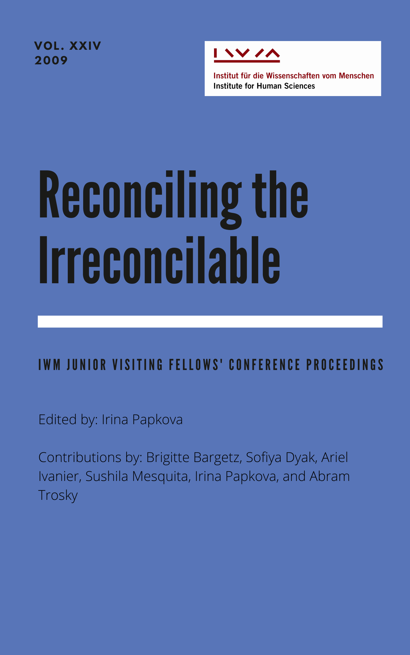 Cover for Vol XXIV Reconciling the Irreconcilable