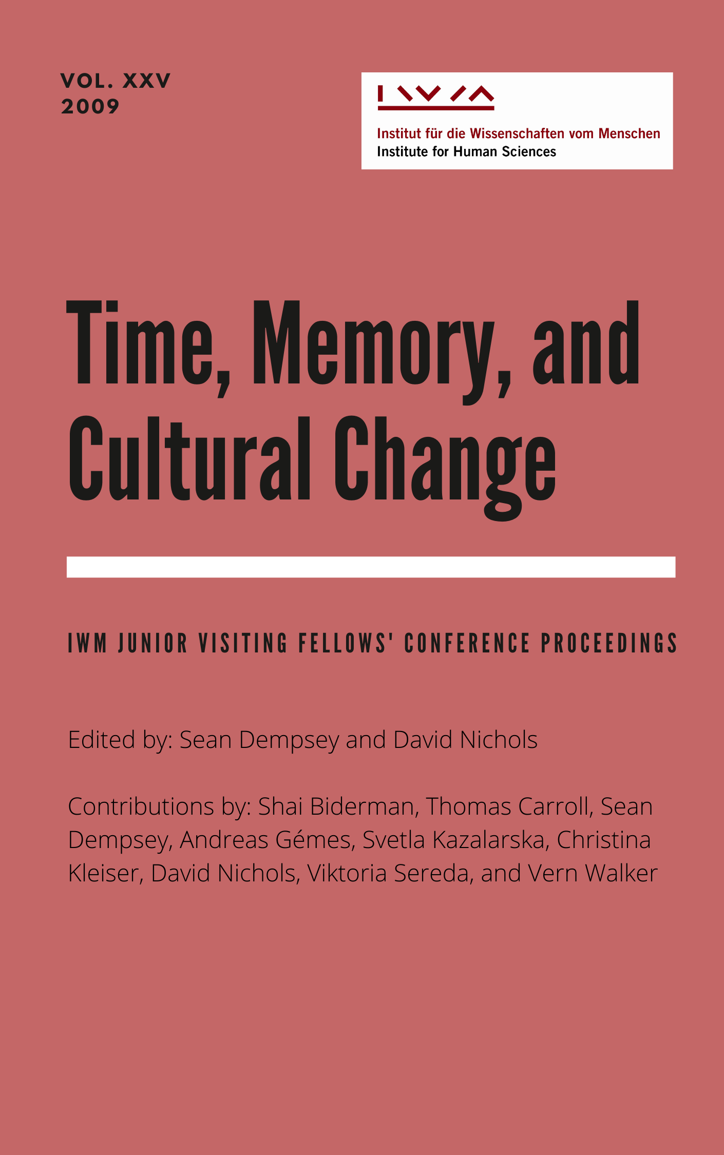 Cover for Vol XXV Time, Memory, and Cultural Change