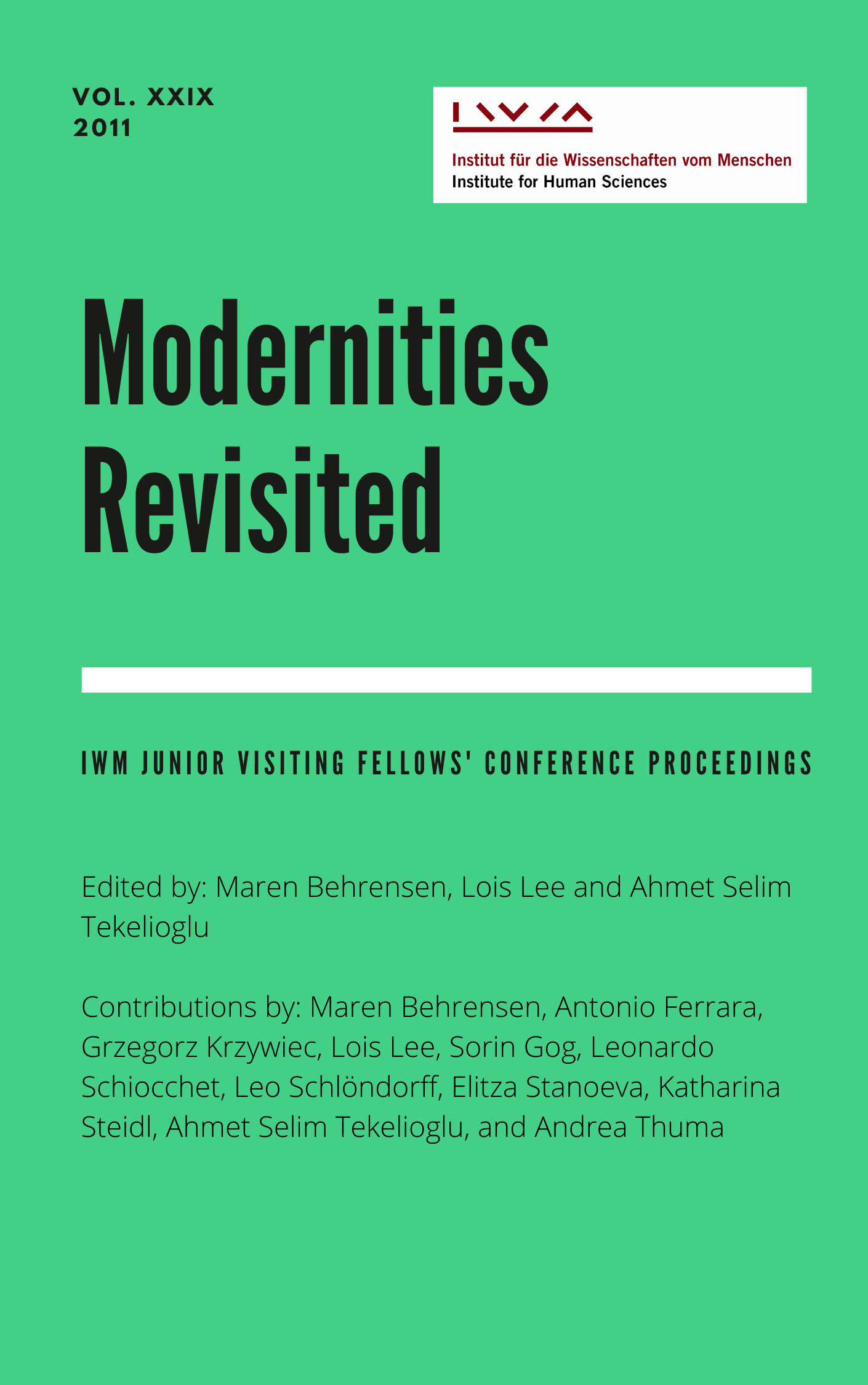 Cover for Vol XXIX Modernities Revisited