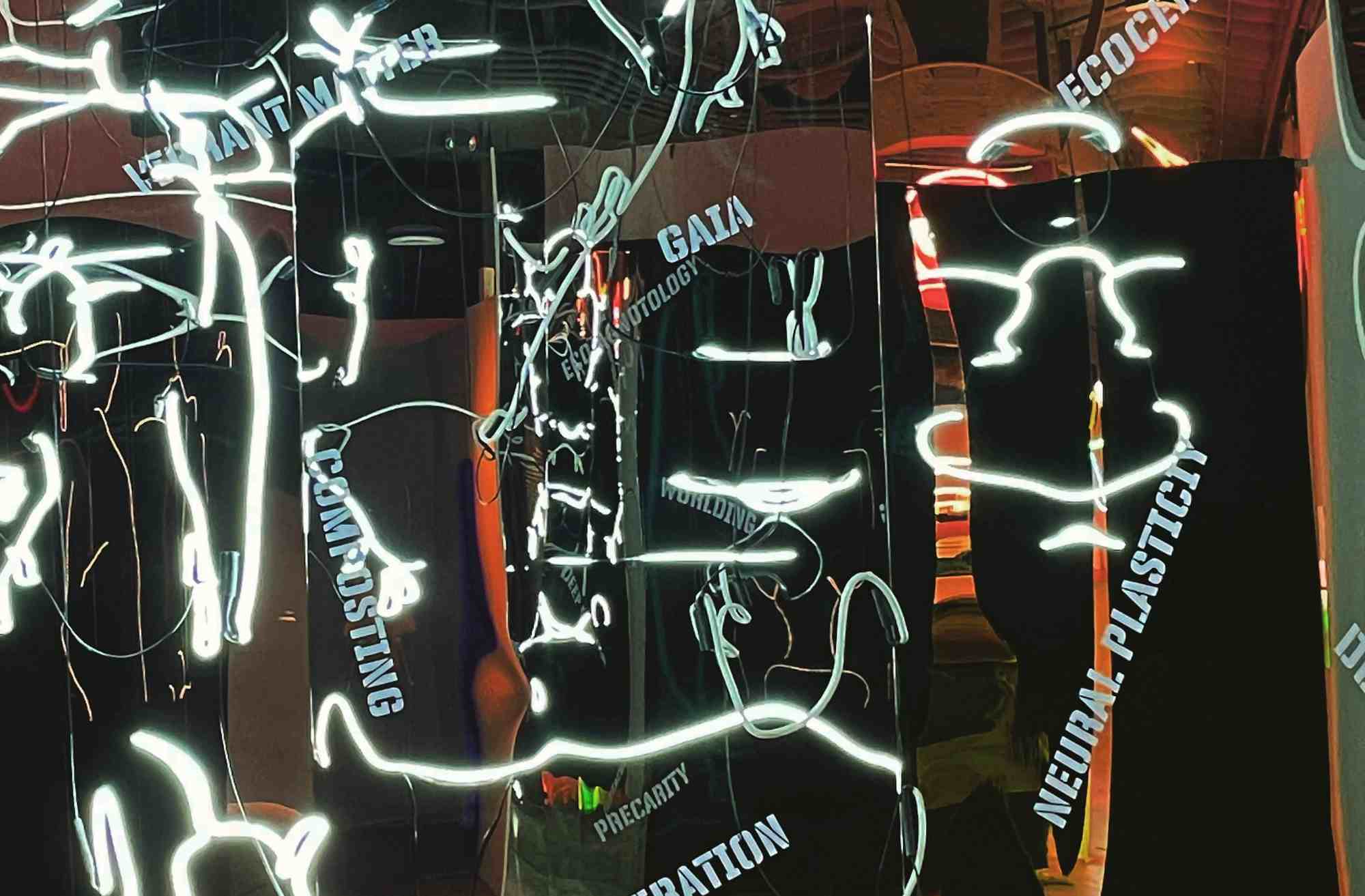 Warren Neidich, Brain Without Organs, 2022 (detail), Museum of Neon Art, Glendale, CA.