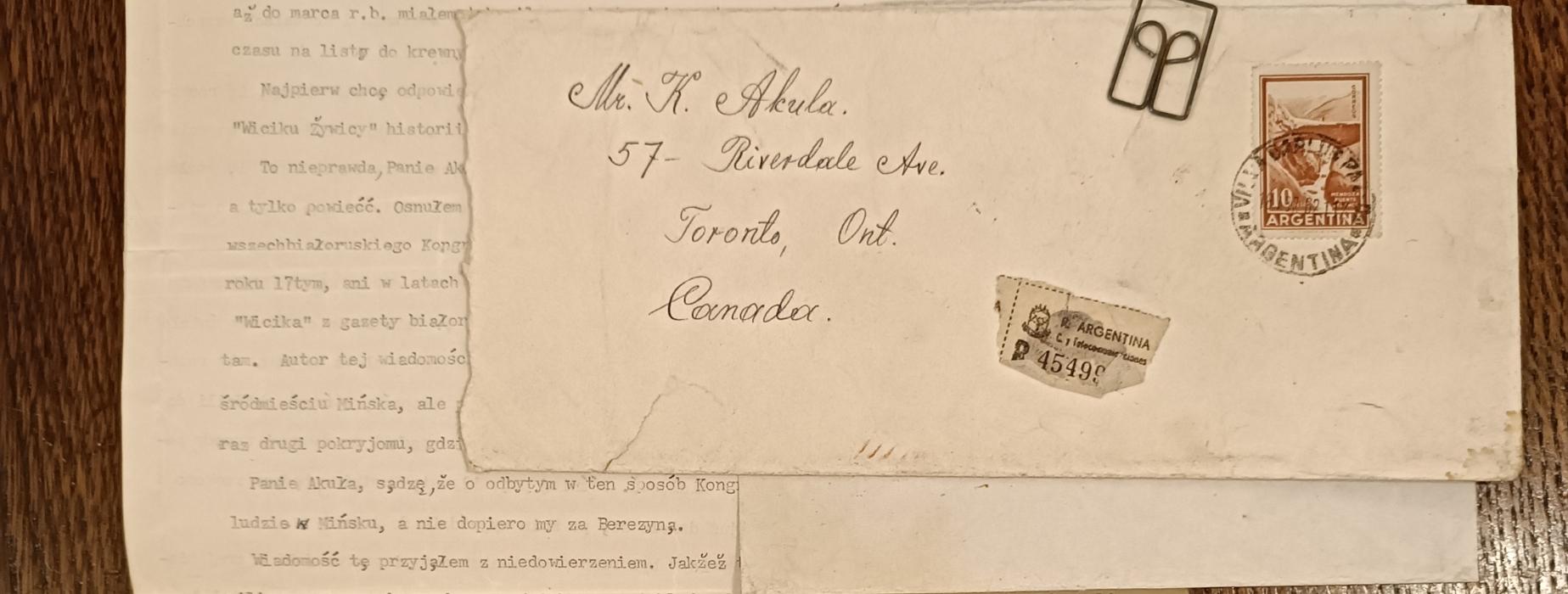 Florian Czarnyszewicz’s letter to Kastuś Akuła, dated 17.04.1962