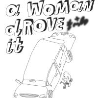 Drawing: a car and a woman
