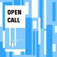Pattern in blue and white with title "Open Call"