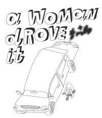Drawing: a car and a woman