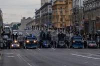 Protest in the streets - Belarus - Minsk street barricaded 