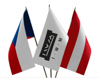 Czech, Austrian table flags with an IWM flag In the middle