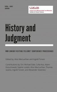 Cover for Vol XXI History and Judgment